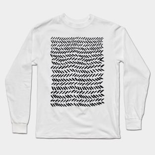 Watercolor knitting pattern - black and white Long Sleeve T-Shirt